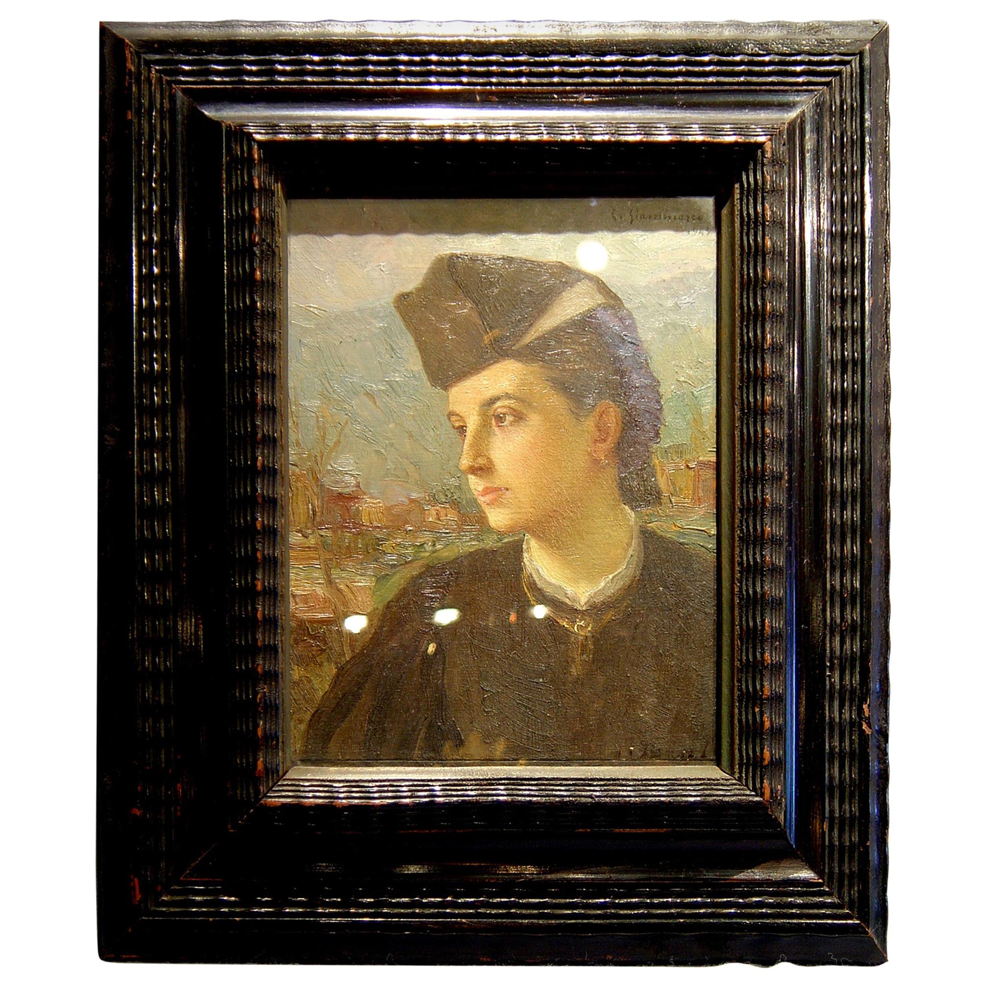 Italian Oil Painting of Young Woman by G. Gianmarco