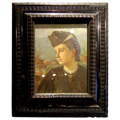 Óleo italiano de Mujer joven por G. Gianmarco