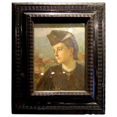 Vintage Italian Oil Painting of Young Woman by G. Gianmarco