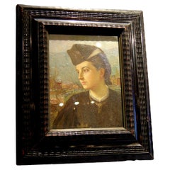 Vintage Italian oil painting of young woman by G. Gianmarco