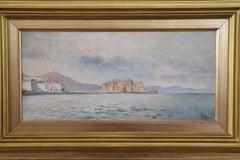 Italian Oil Painting on Board, Gulf of Naples, Signed U. Allason