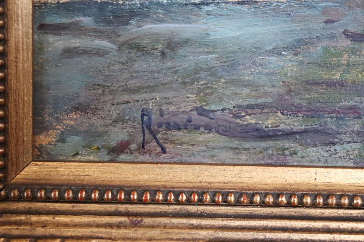 Italienisches Ölgemälde auf Karton, Landschaft von Ischia, signiert Ricciardi im Zustand „Gut“ im Angebot in Casale Monferrato, IT