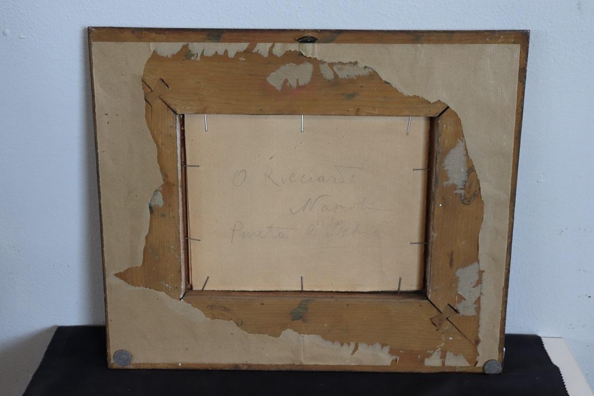 Italienisches Ölgemälde auf Karton, Landschaft von Ischia, signiert Ricciardi im Angebot 2