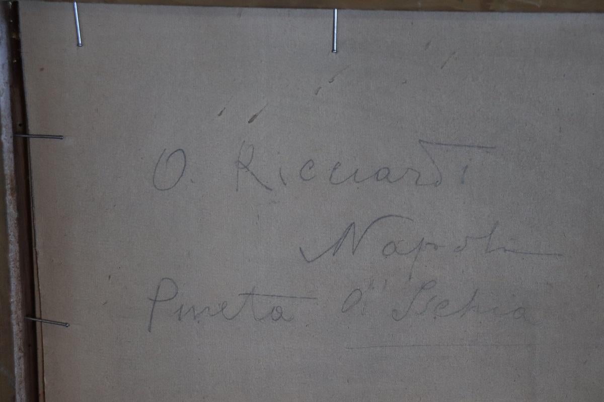 Italienisches Ölgemälde auf Karton, Landschaft von Ischia, signiert Ricciardi im Angebot 3