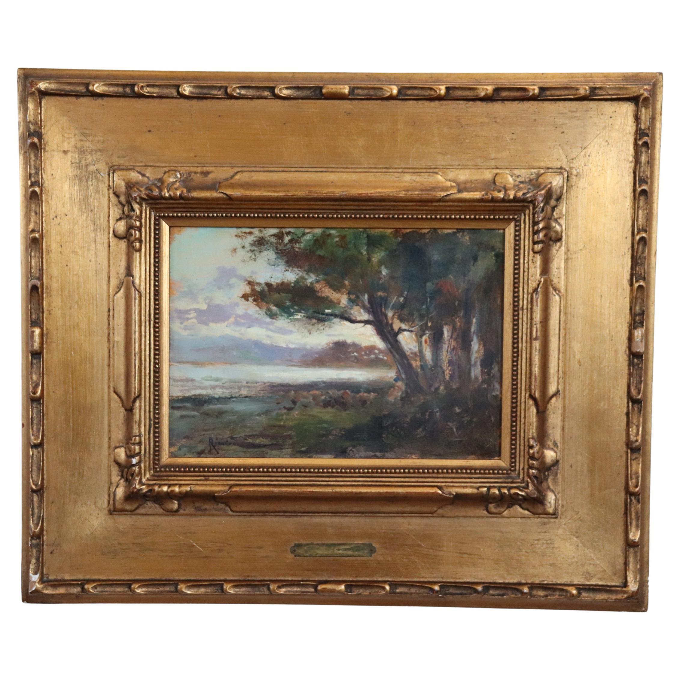 Italienisches Ölgemälde auf Karton, Landschaft von Ischia, signiert Ricciardi