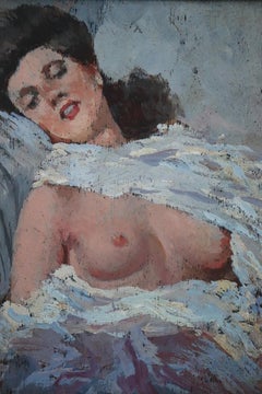 Italian Oil Painting on Board, Nude of a Young Woman