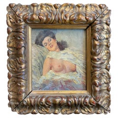 Italian Oil Painting on Board, Nude of a Young Woman