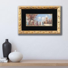 Italian Oil Painting on Board Signed N. Sidoli, Gallant Scene