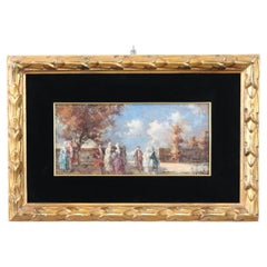 Italian Oil Painting on Board Signed N. Sidoli, Gallant Scene