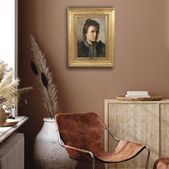 Italian Oil Painting on Canvas, Female Portrait Signed Nazzareno Sidoli