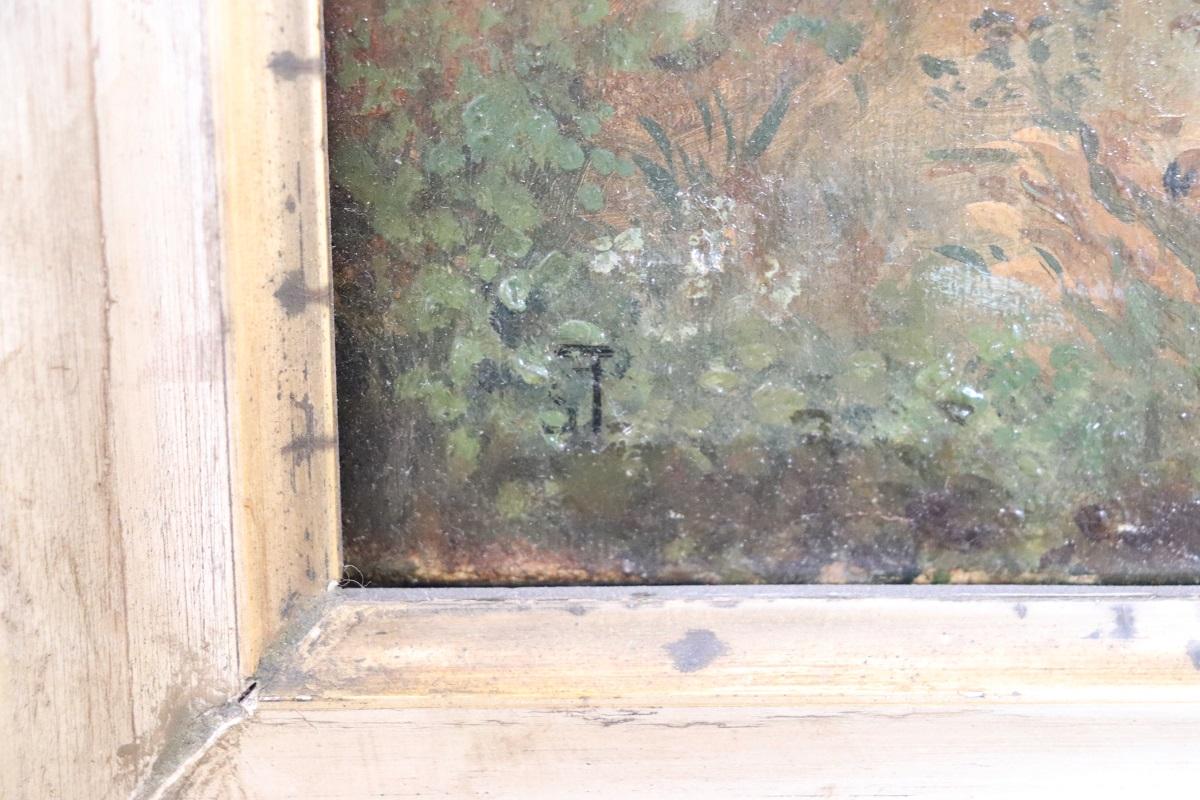 Pittura italiana a olio su tela Paesaggio boschivo, fine XIX secolo in vendita 2