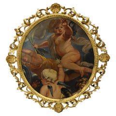 18th Century Italian Oil Painting on Canvas with Giltwood Frame