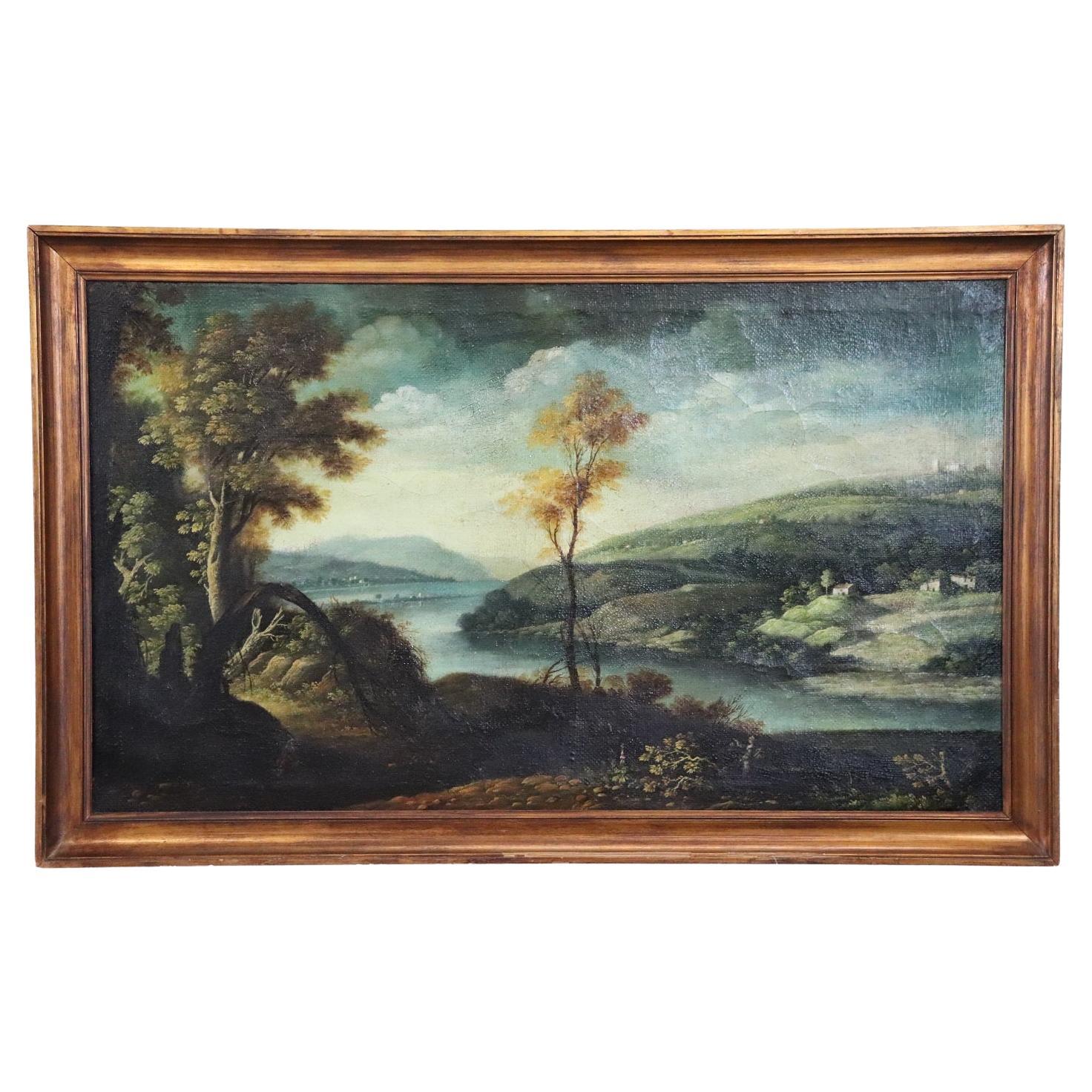 Italian Oil Painting on Canvas Landscape with River