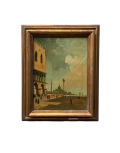 Italian Oil Painting on Canvas of a Venice by Erma Zago Early 1900s