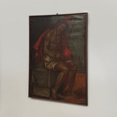 Italian Oil painting on canvas of Jesus Christ with a crown of thorns, 1600s