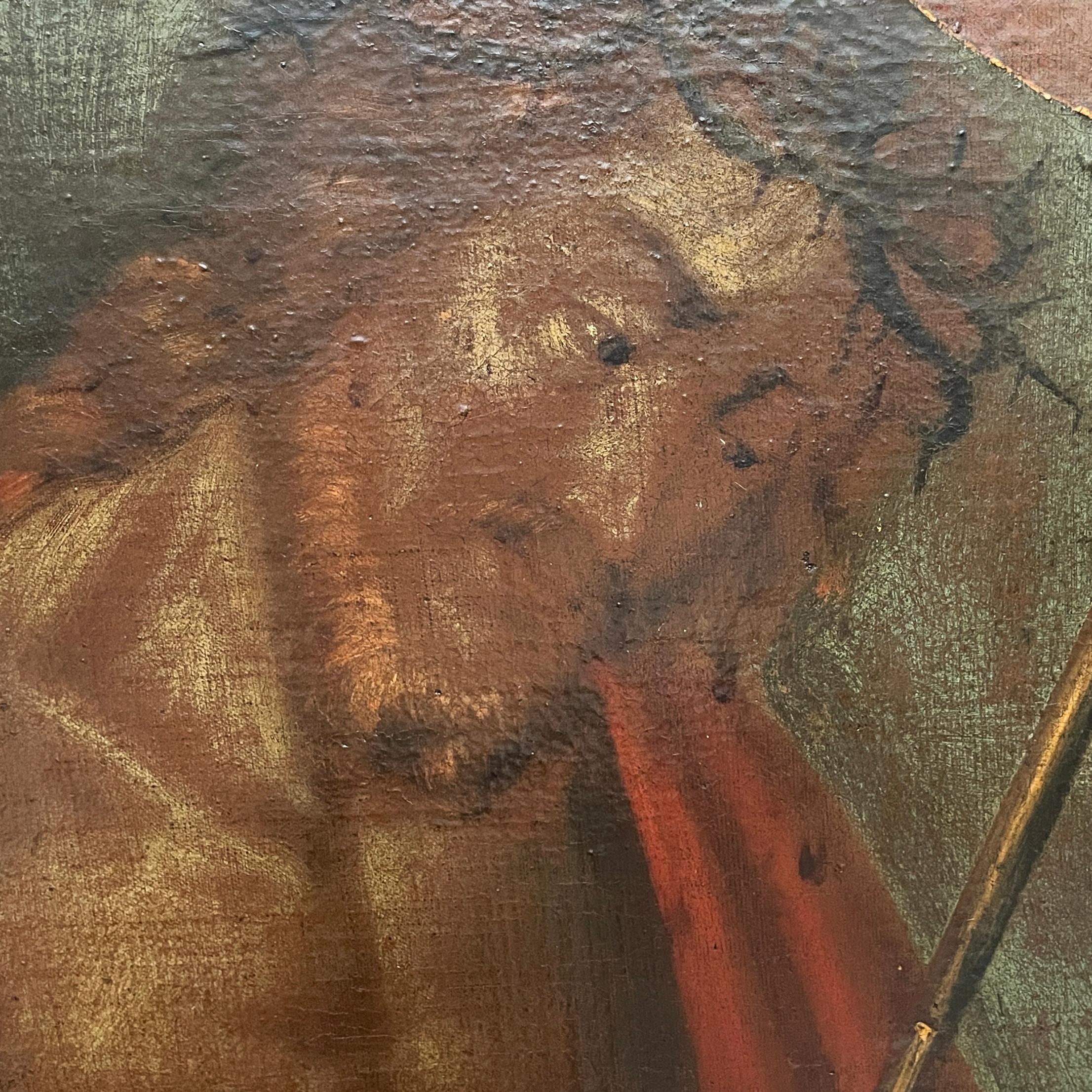 Canvas Italian Oil painting on canvas of Jesus Christ with a crown of thorns, 1600s For Sale