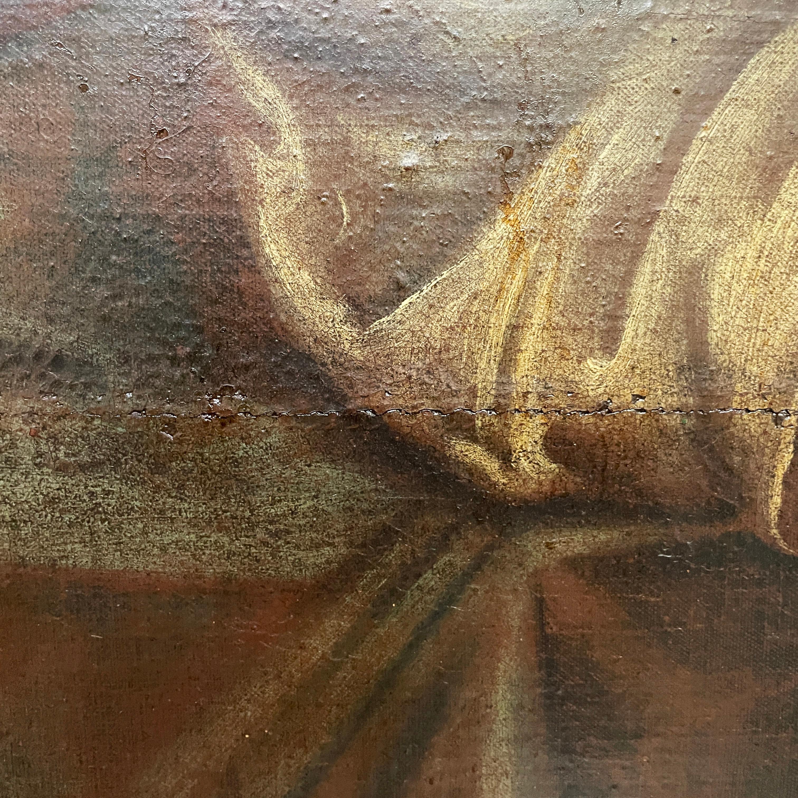 Italian Oil painting on canvas of Jesus Christ with a crown of thorns, 1600s For Sale 2