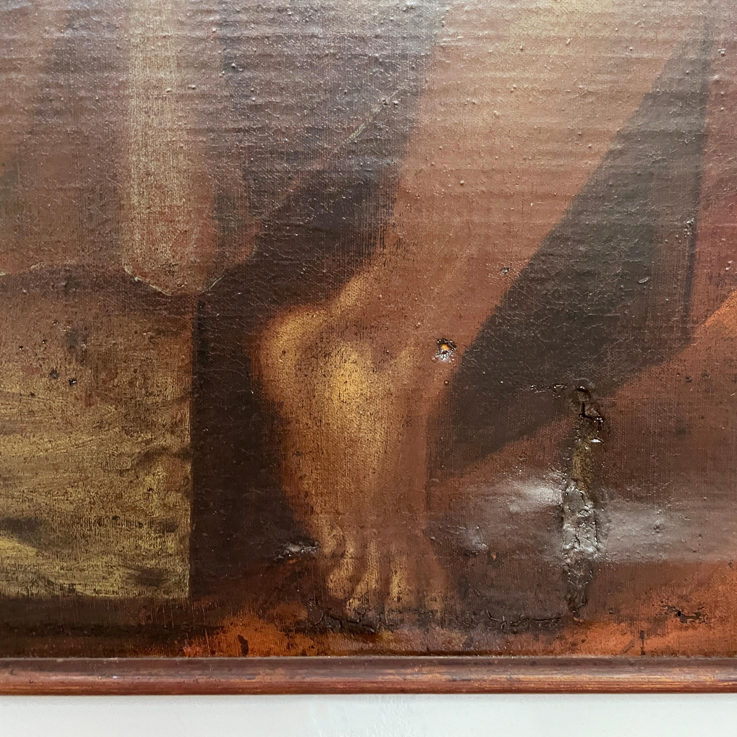 Italian Oil painting on canvas of Jesus Christ with a crown of thorns, 1600s For Sale 3