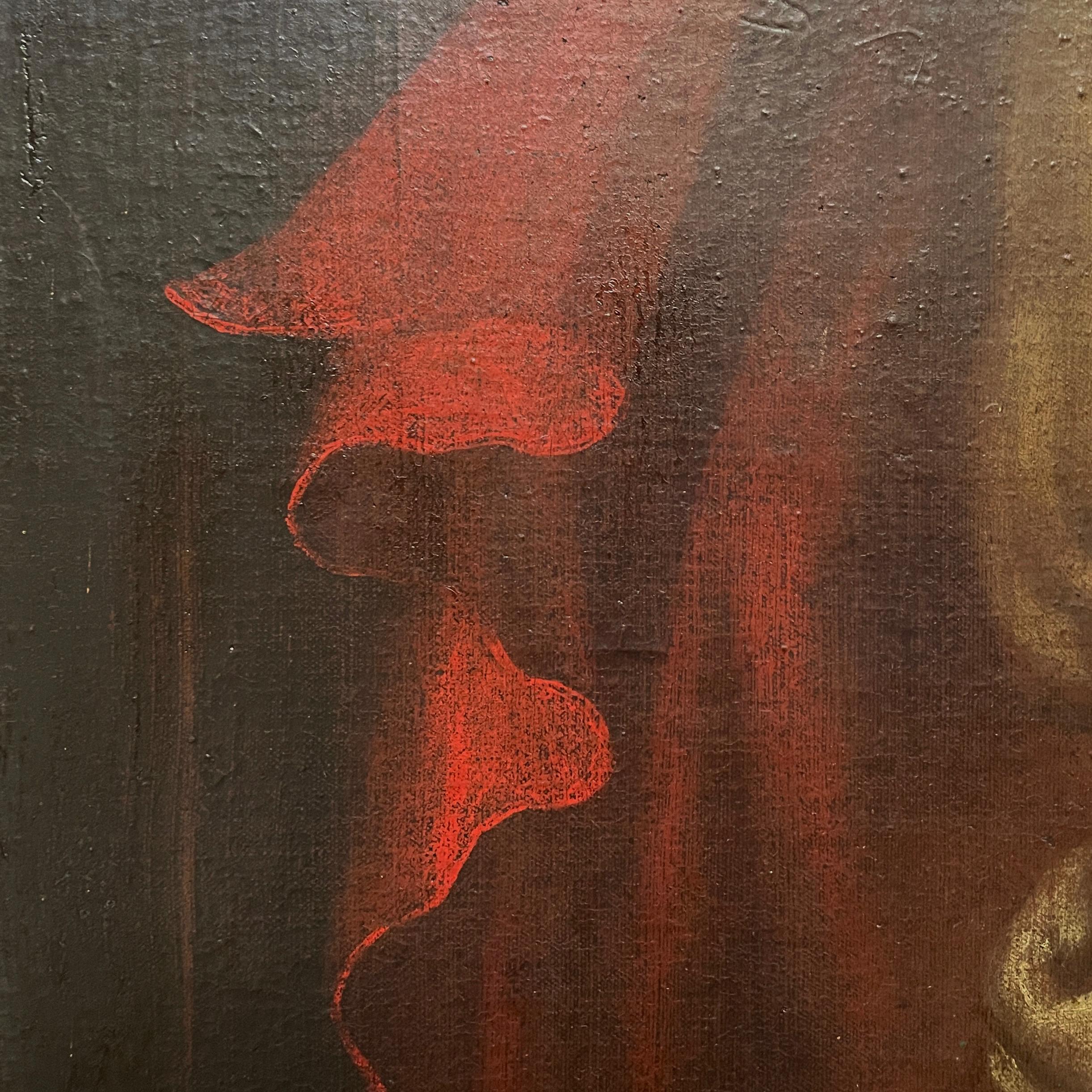 Italian Oil painting on canvas of Jesus Christ with a crown of thorns, 1600s For Sale 4