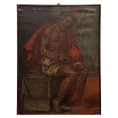 Dipinto italiano a olio su tela raffigurante Gesù Cristo con la corona di spine, 1600