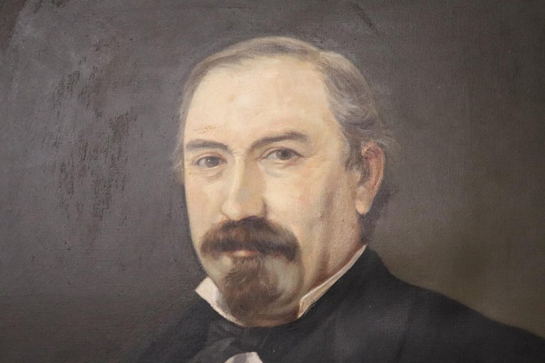 Italian Oil Painting on Canvas Signed and Dated 1881 Portrait of a