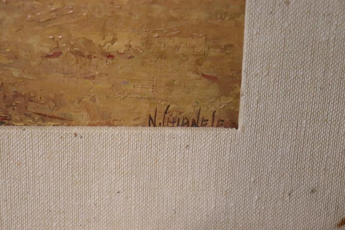 Italienisches Ölgemälde auf Karton, signiert N. Chianese, signiert (Papier) im Angebot