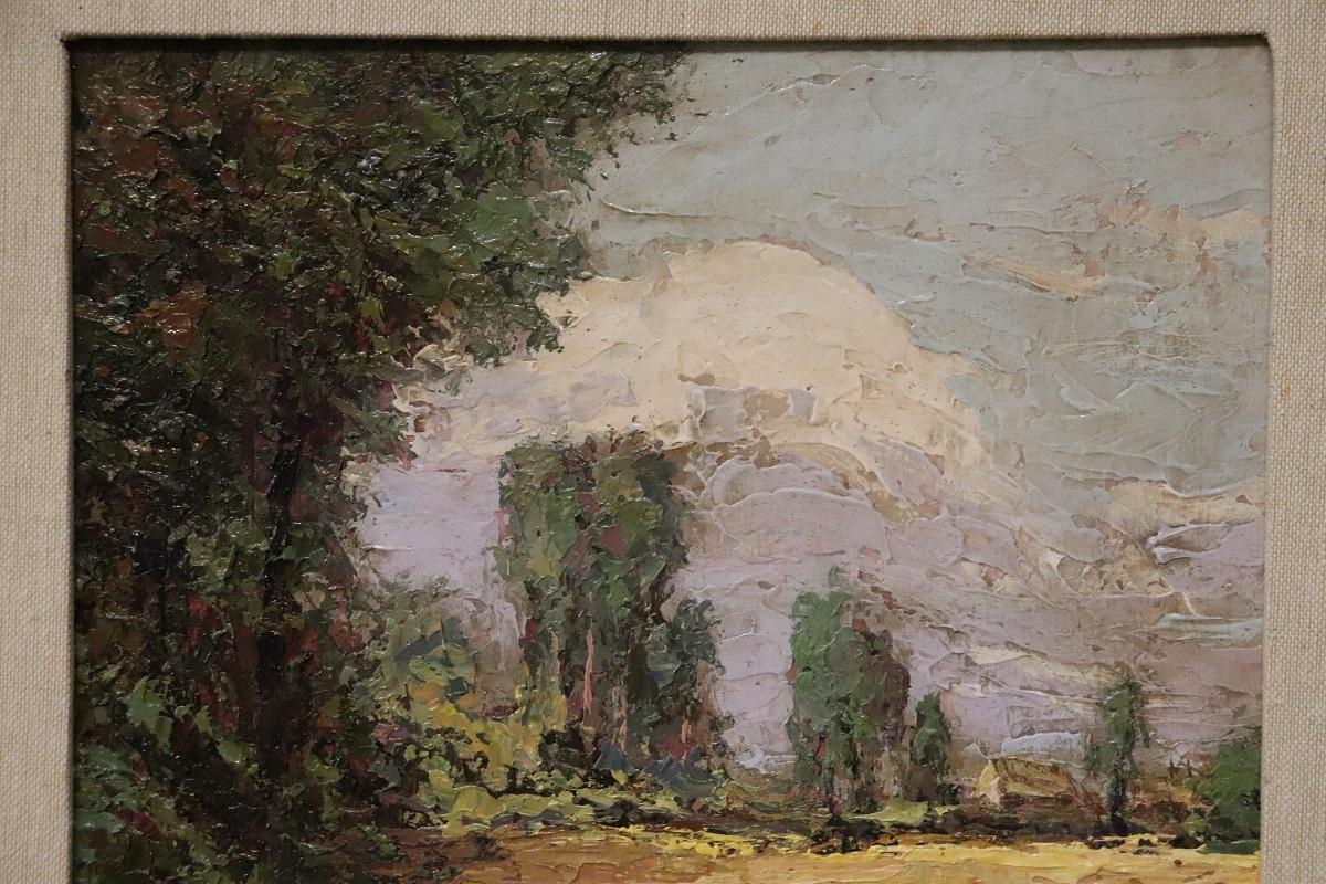 Italienisches Ölgemälde auf Karton, signiert N. Chianese, signiert im Angebot 1