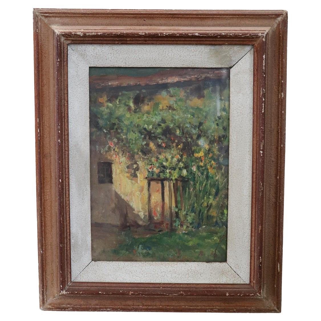 Italian Oil Painting on Cardboard Silvio Poma For Sale