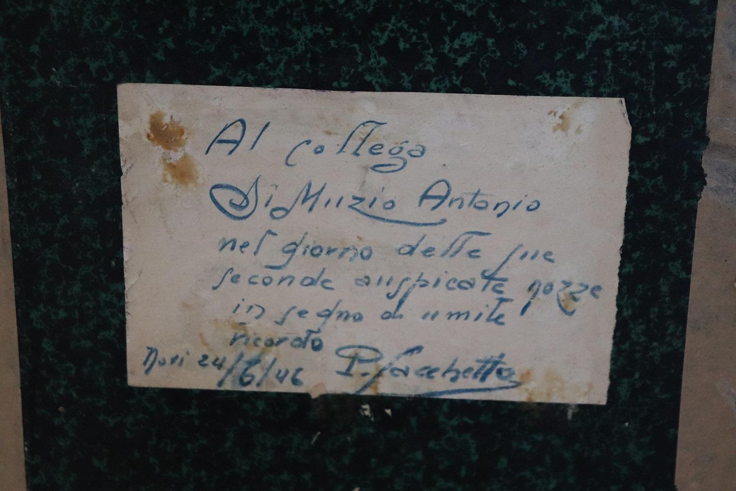Peinture à l'huile italienne sur massonite, marine, signée et datée des années 1946 en vente 2