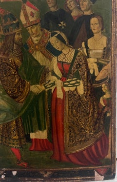 Antique Italian Renaissance Old Master Painting Eleonora of Portugal Frederick 3