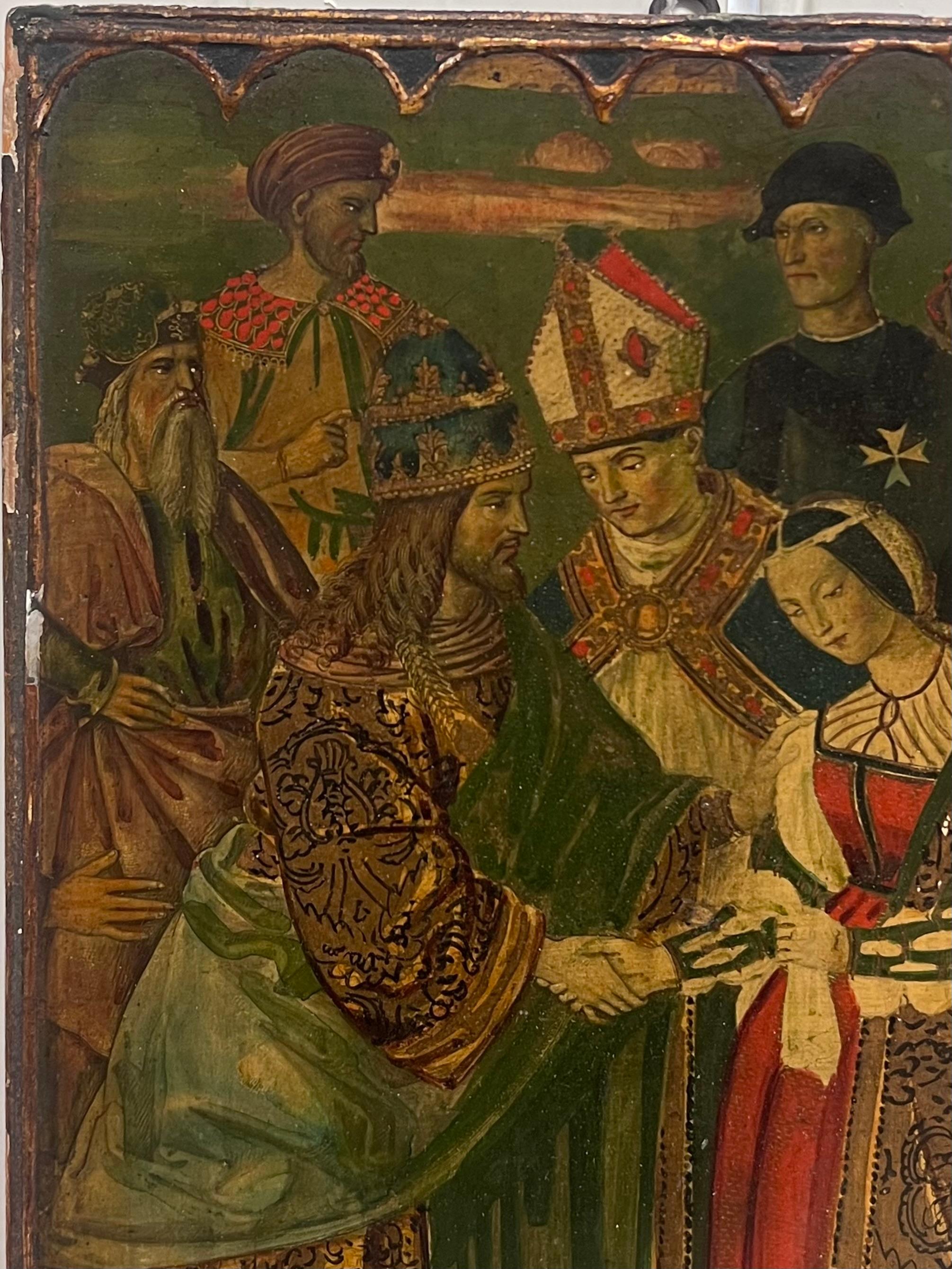 Antique Italian Renaissance Old Master Painting Eleonora of Portugal Frederick 3 For Sale 1