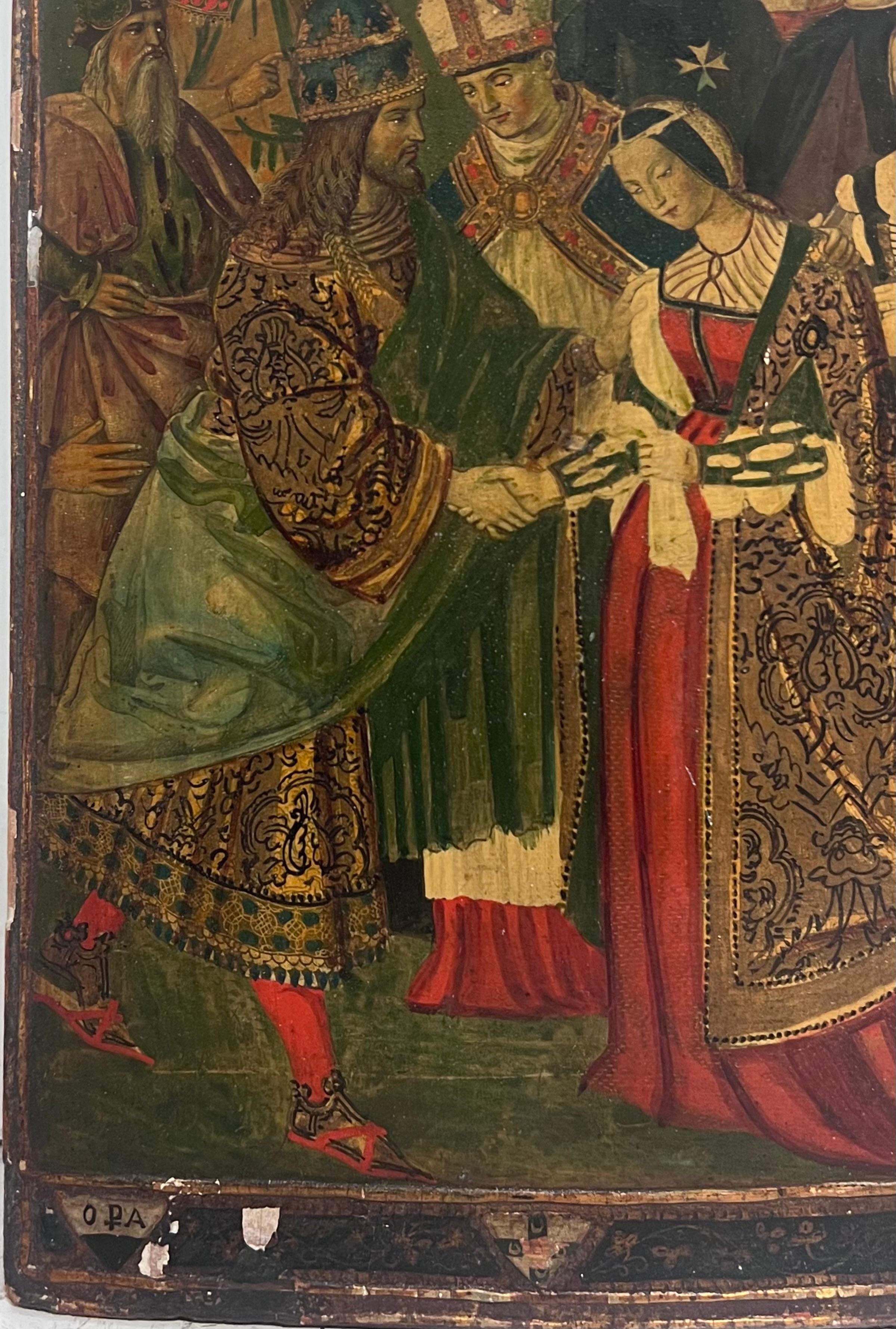 Antique Italian Renaissance Old Master Painting Eleonora of Portugal Frederick 3 For Sale 2