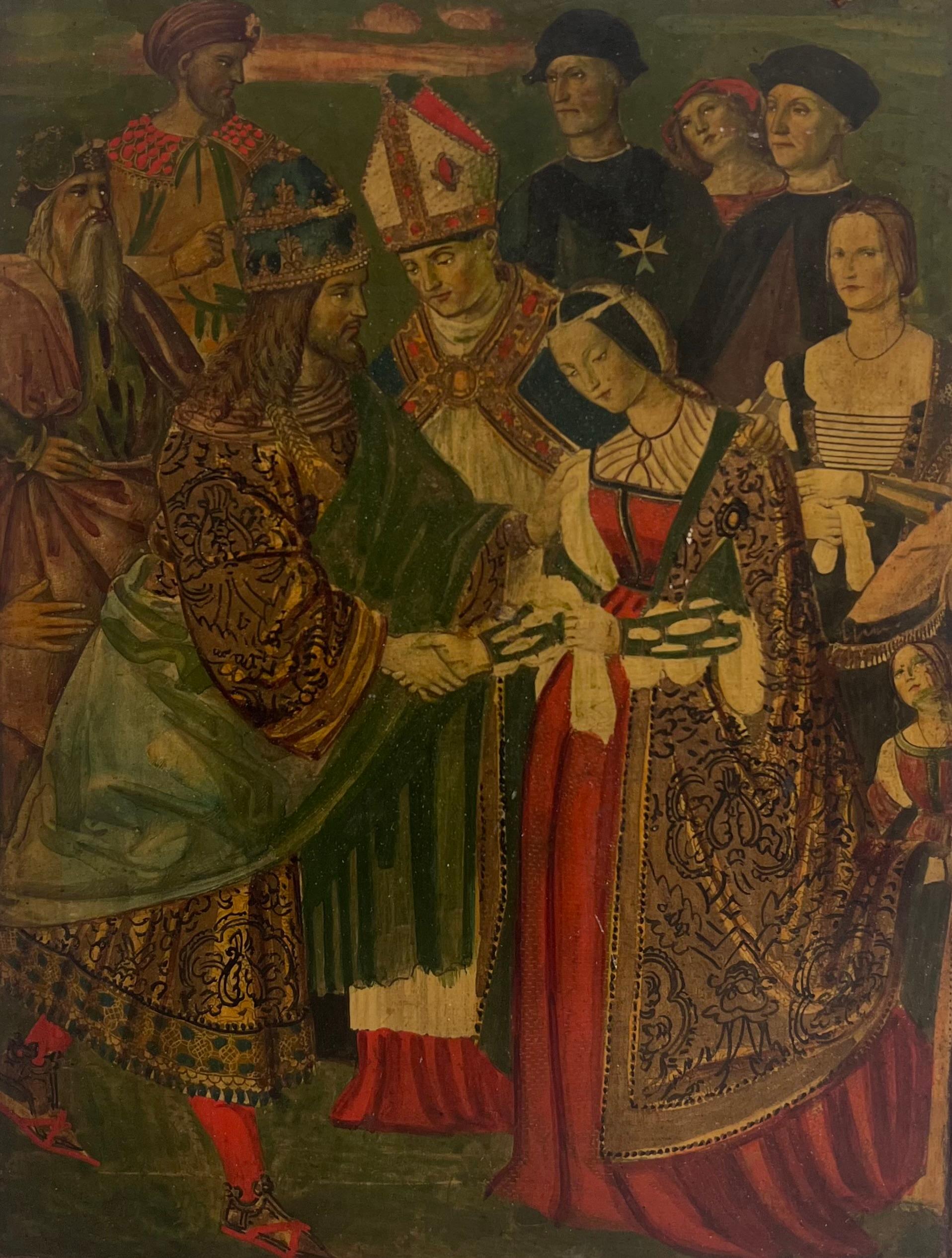 Italian Old Master Portrait Painting - Antique Italian Renaissance Old Master Painting Eleonora of Portugal Frederick 3