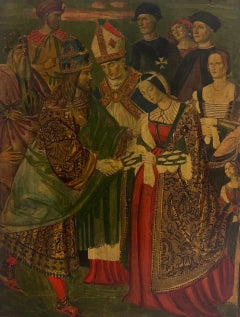 Antique Italian Renaissance Old Master Painting Eleonora of Portugal Frederick 3