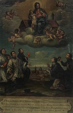 Fine 18th Century Italian Old Master Oil Painting Ascension of Mary many Figures