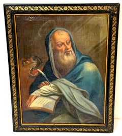 Italian Old Master Painting of Saint Mark the Evangelist with Lion, 1680–1750