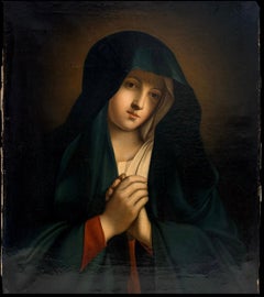 Fine Antique Italian Old Master Oil Painting Madonna of Sorrows