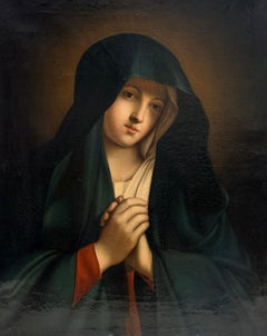 Fine Antique Italian Old Master Oil Painting Madonna of Sorrows