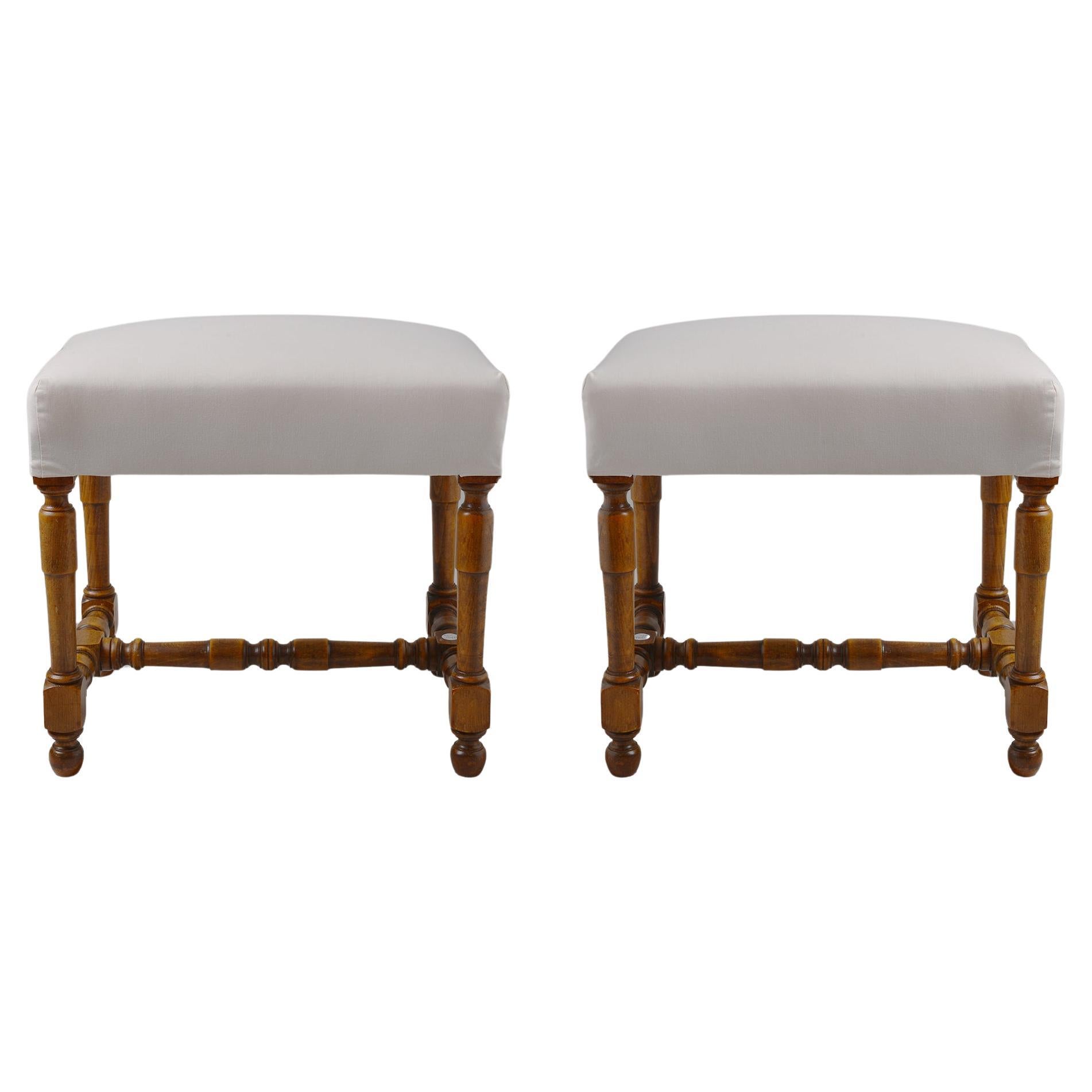 Italian Old Padded Stools For Sale