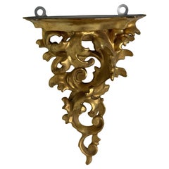 Italian Old Venetian Miniature Wall Shelf, Gilded Carved Acanthus, Rococo Style Italian Old Venetian Miniature Wall Shelf, Gilded Carved Acanthus, Rococo Style