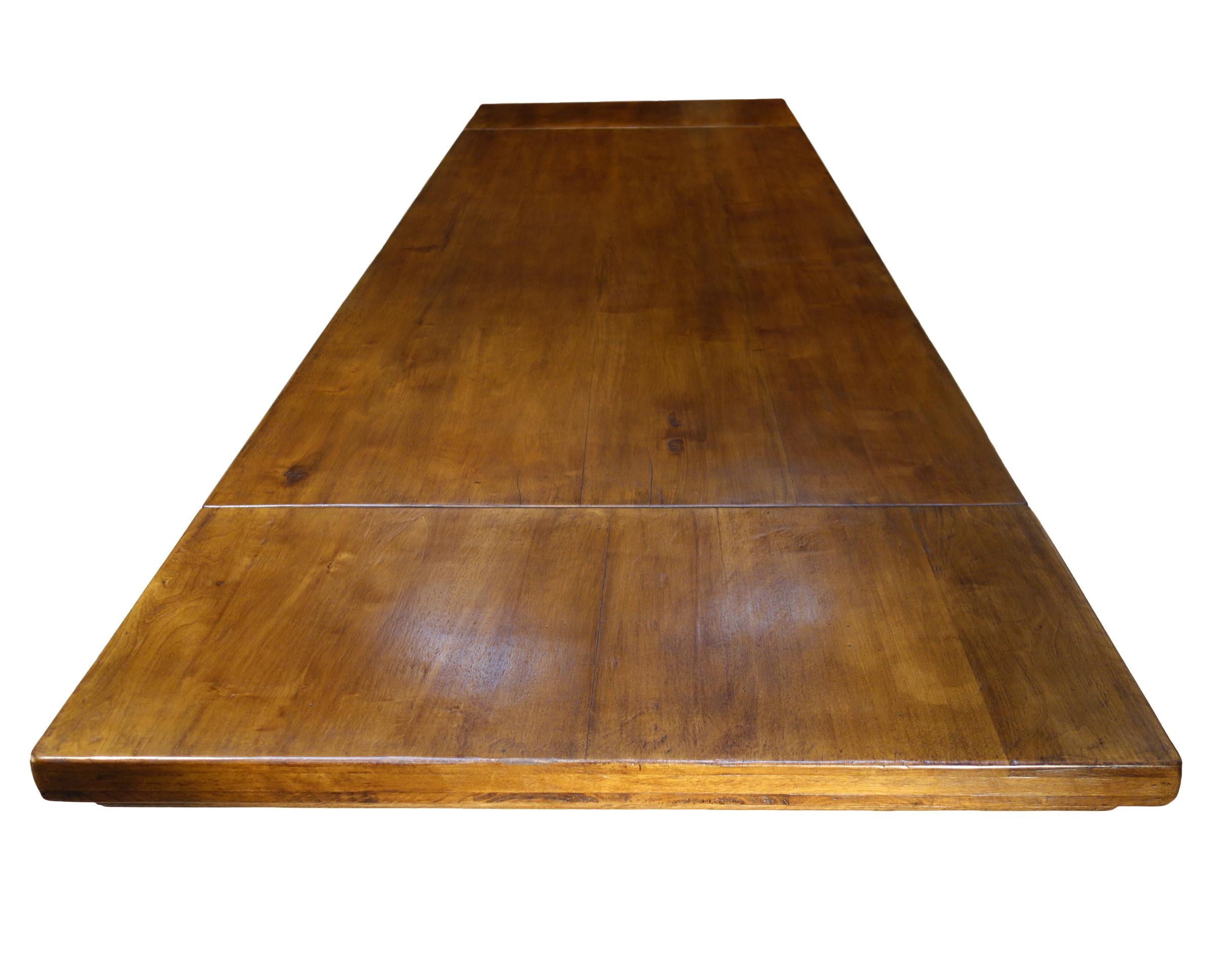 18th C Style Italian Walnut BOCCI Trestle Extension Dining Table to order For Sale 4