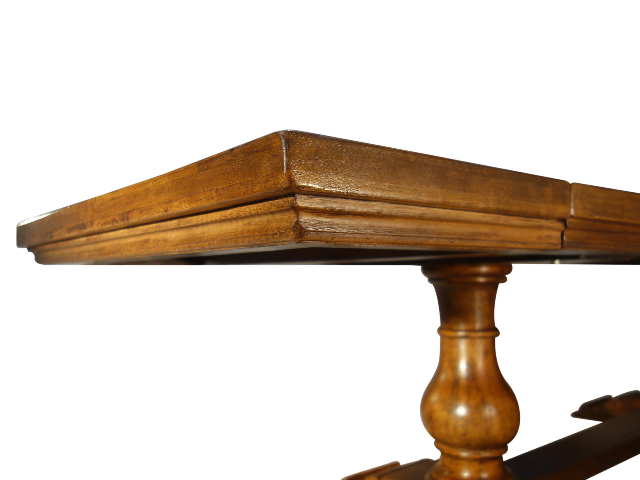 18th C Style Italian Walnut BOCCI Trestle Extension Dining Table to order For Sale 5