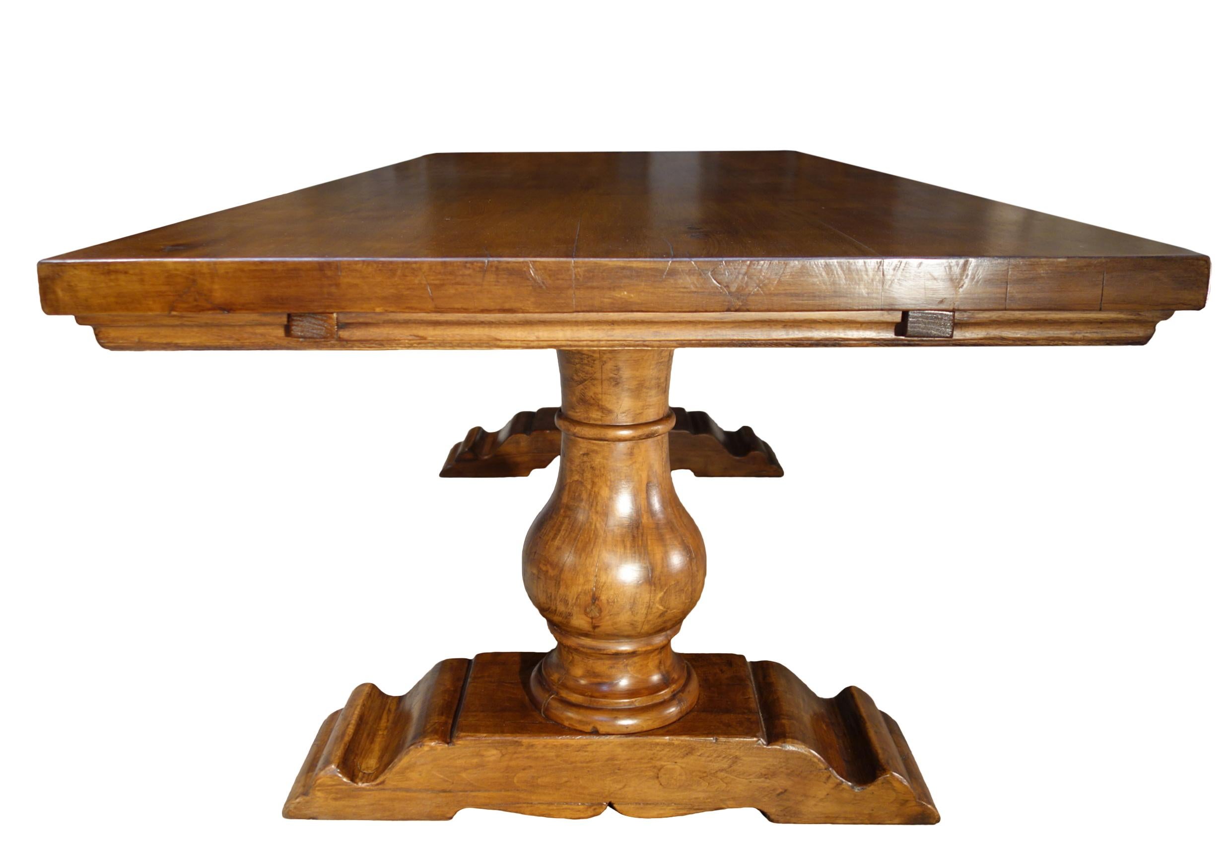 18th C Style Italian Walnut BOCCI Trestle Extension Dining Table to order For Sale 8
