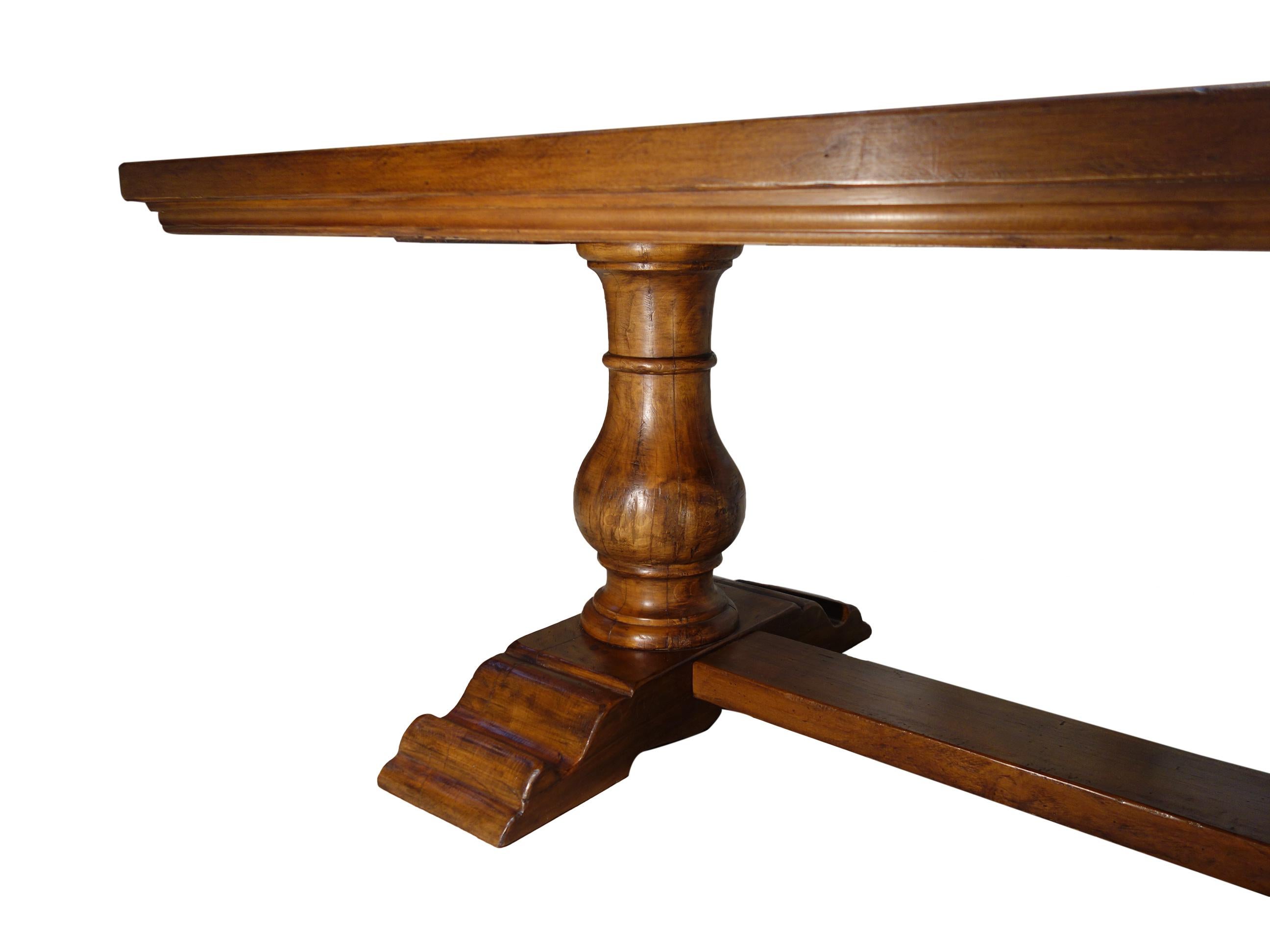 18th C Style Italian Walnut BOCCI Trestle Extension Dining Table to order For Sale 11