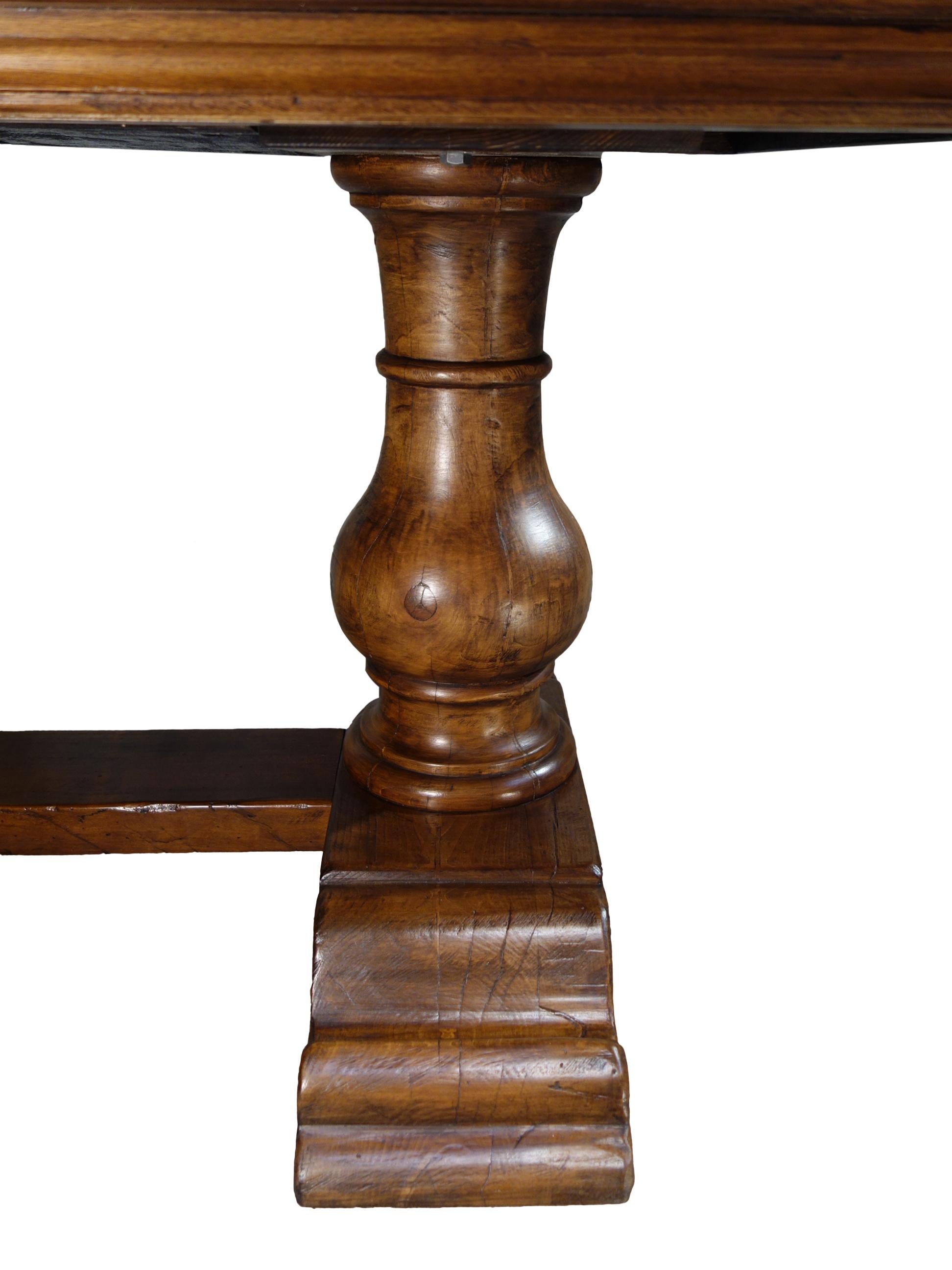 18th C Style Italian Walnut BOCCI Trestle Extension Dining Table to order For Sale 12