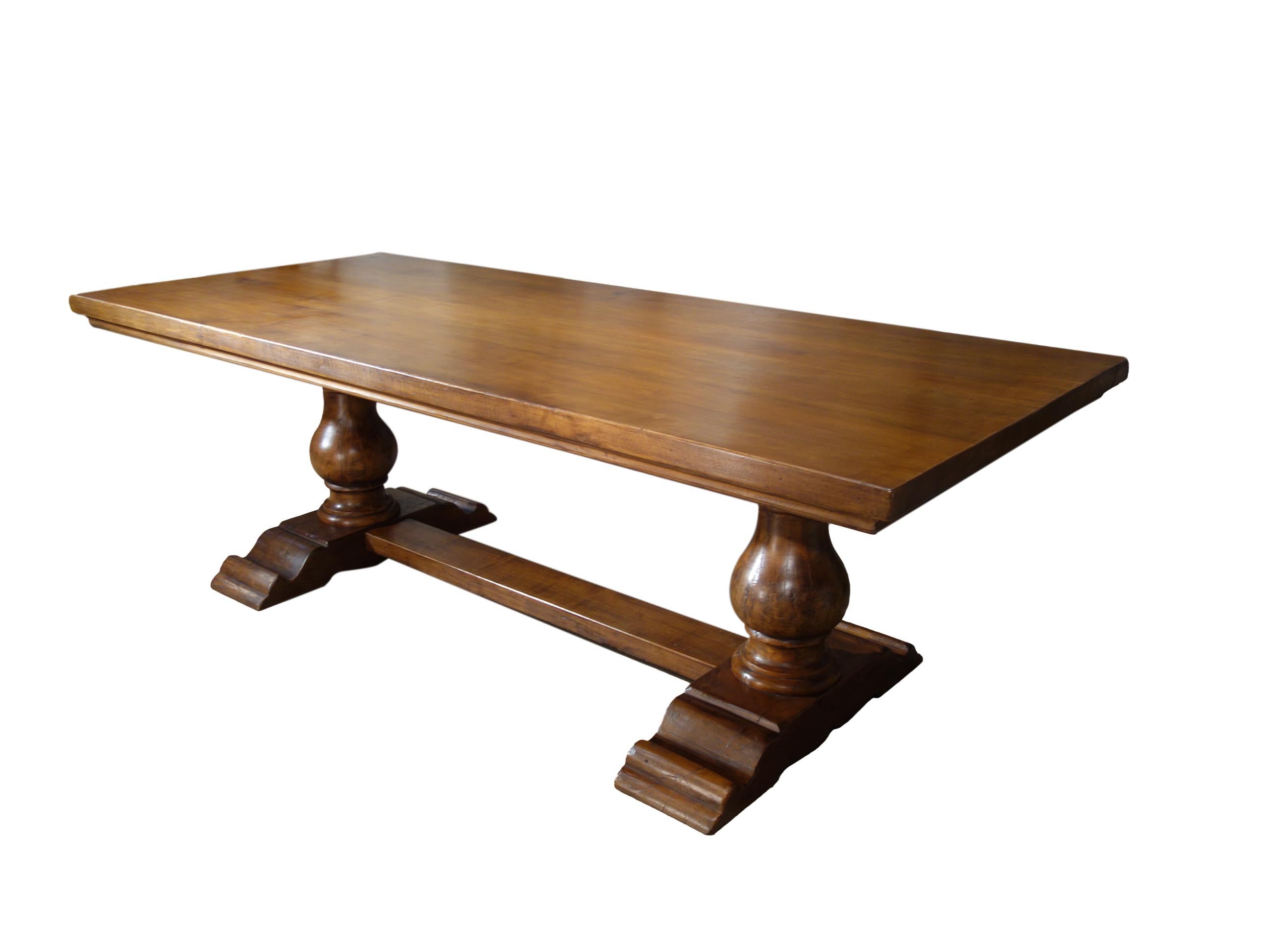 18th C Style Italian Walnut BOCCI Trestle Extension Dining Table to order In New Condition For Sale In Encinitas, CA