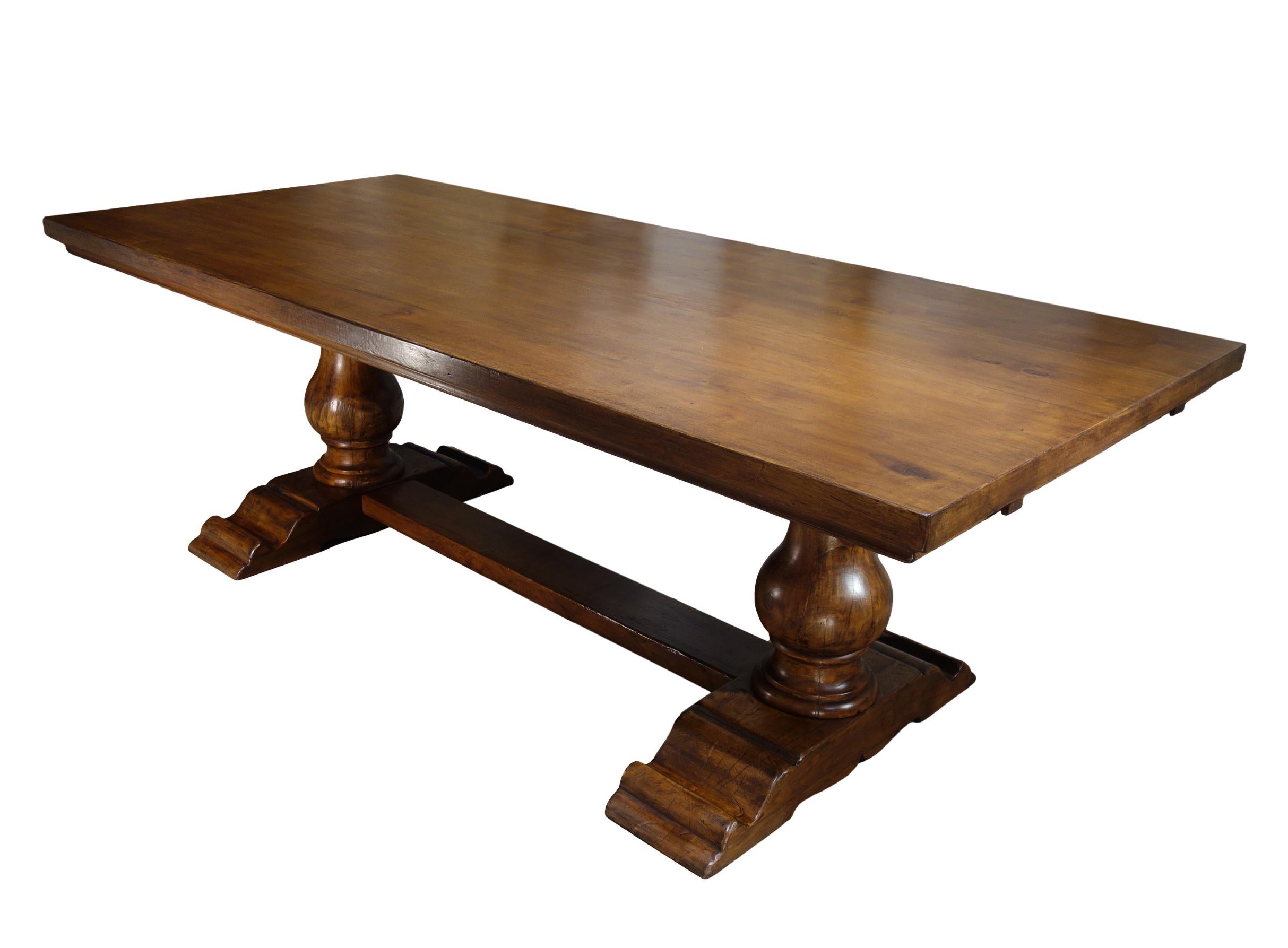 18th C Style Italian Walnut BOCCI Trestle Extension Dining Table to order For Sale 2