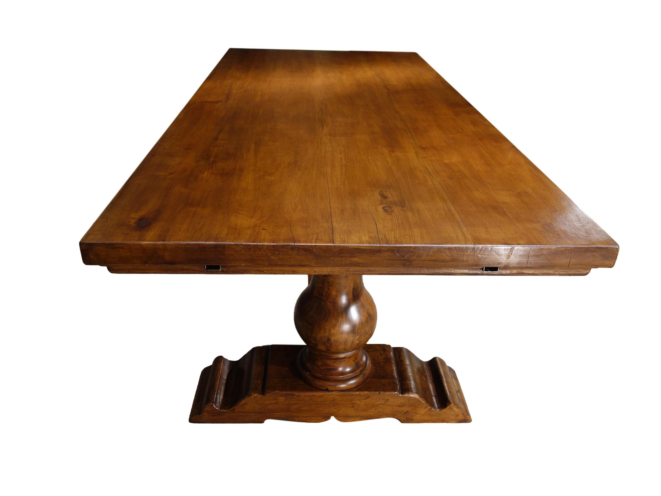 18th C Style Italian Walnut BOCCI Trestle Extension Dining Table to order For Sale 3