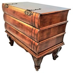 Italian Olive Burl Figurative Faux Book Stack Side Table