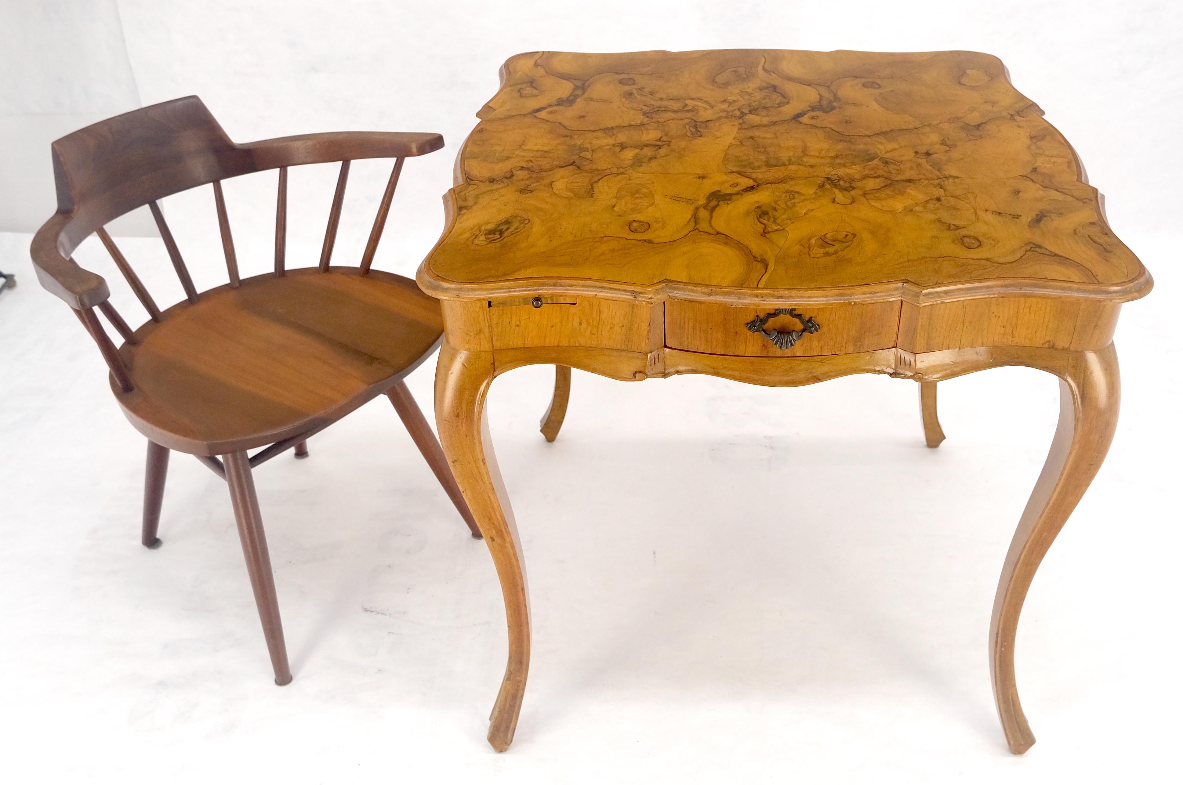 Italian Olive Burl Wood Game Table Pull Out Trays One Drawer MINT! For Sale 5